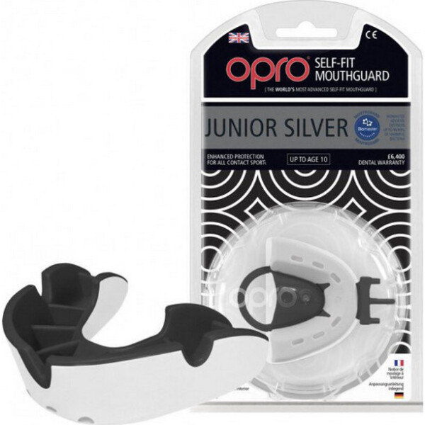 

Капа OPRO Junior Silver White/Black (00021297)