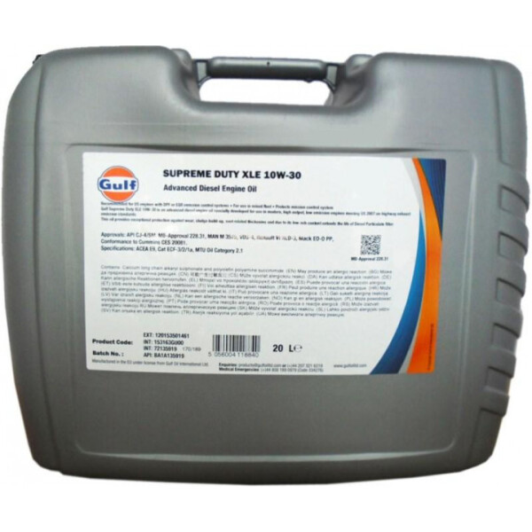 

Моторное масло Gulf Supreme Duty XLE 10W-30 20 л (153163GU00)