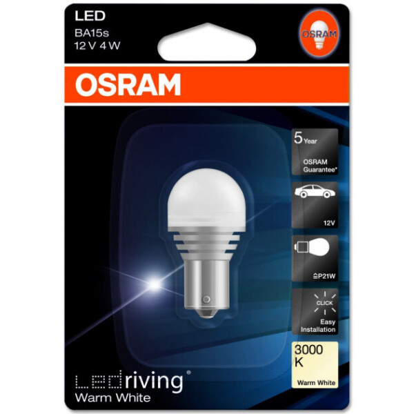 

Автолампа диоды OSRAM 7556WW P21W 12V BA15s 3000K 1pcs. blister