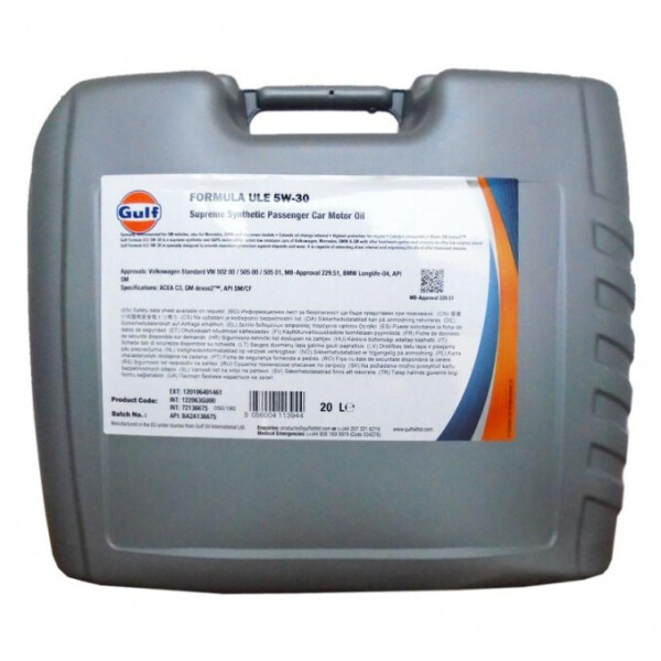 

Моторное масло Gulf Formula ULE 5W-30 20 л (122063GU00)