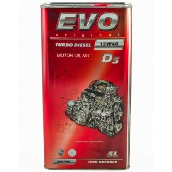 

Моторное масло EVO D3 15W-40 TURBO DIESEL 5л