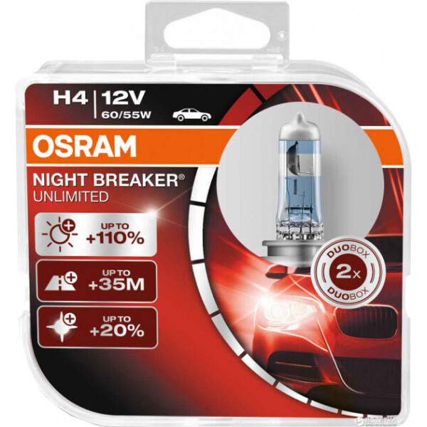 

Автолампа OSRAM 64193NBU NightBreakerUnlimited +110% H4 60/55W 12V P43T 10X2 HardDuopet