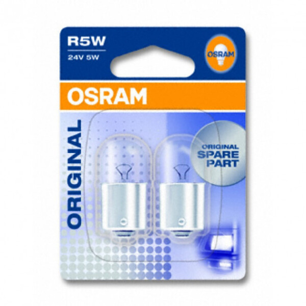 

Автолампа ук. OSRAM 5627-02B R5W 24V BA15s 10X2 Blister