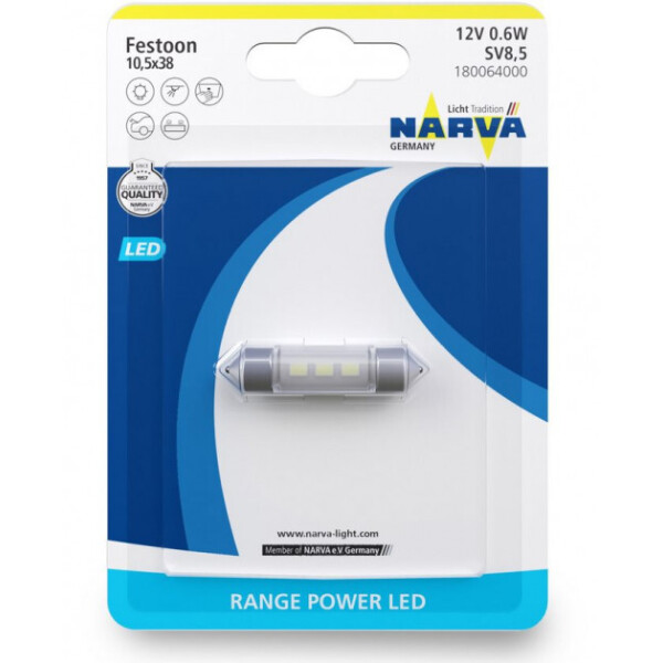 

Автолампа диоды Narva 18006-01B С5W 12V SV8.5 LED 0.6W 6000K