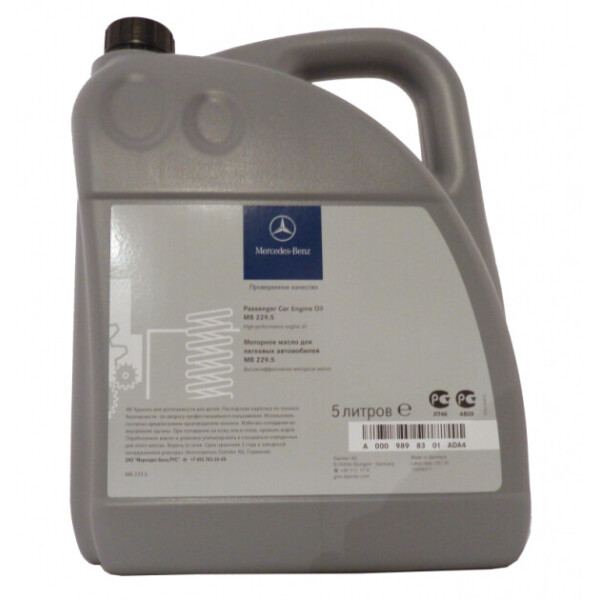 

Моторное масло Mercedes-Benz Engine Oil MB 229.5 5 л (A0009898301BAA4)