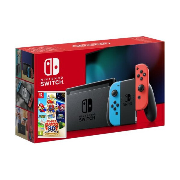 

Nintendo Switch Neon Blue-Red (Upgraded version) + Игра Super Mario 3D All-Stars