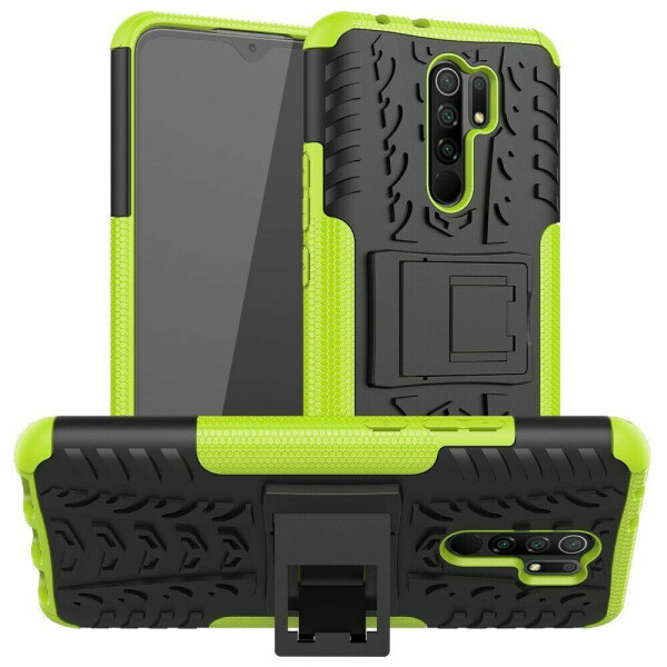

Чехол Fiji Protect для Xiaomi Redmi 9 противоударный бампер с подставкой салатовый