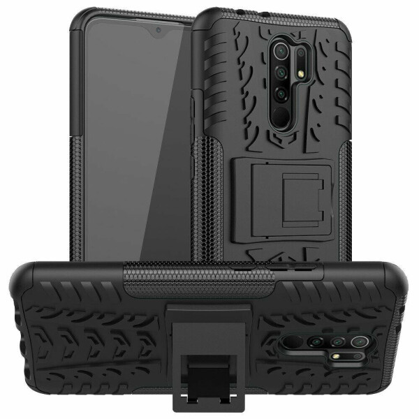

Чехол Fiji Protect для Xiaomi Redmi 9 противоударный бампер с подставкой черный