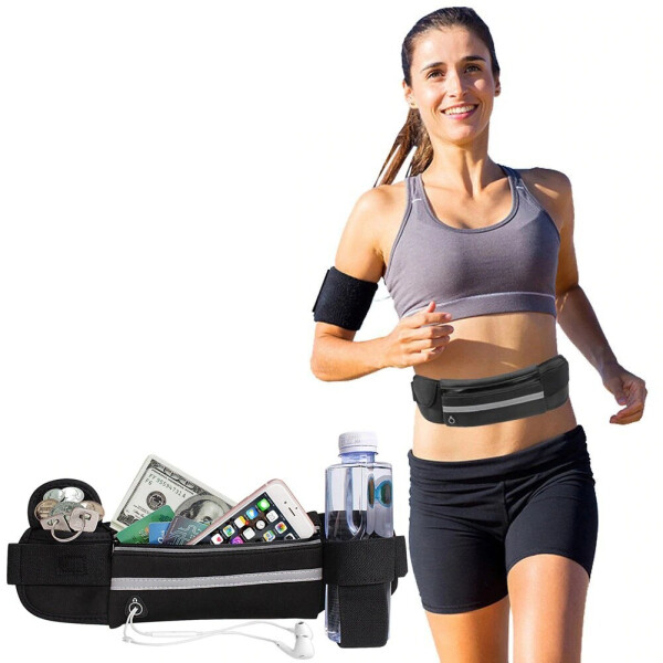 

Сумка для бега Спортивная сумка на пояс RunningBag с карманом на бутылку Black (3615621)