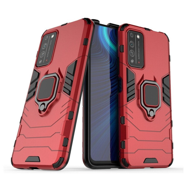 

Чехол Fiji Ring для Honor X10 / X10 Pro бронированный бампер с кольцом красный