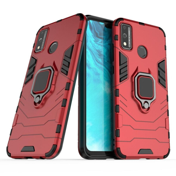 

Чехол Fiji Ring для Honor 9X Lite бронированный бампер с кольцом красный