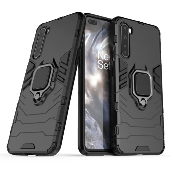

Чехол Fiji Ring для OnePlus Nord бронированный бампер с кольцом черный