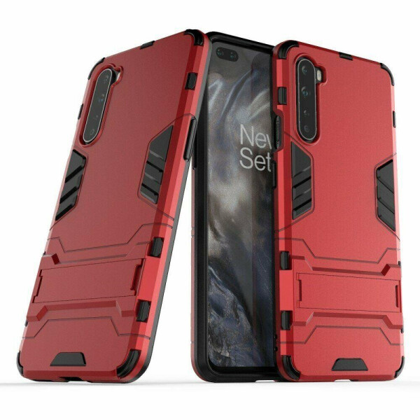 

Чехол Fiji Hybrid для OnePlus Nord бампер с подставкой красный