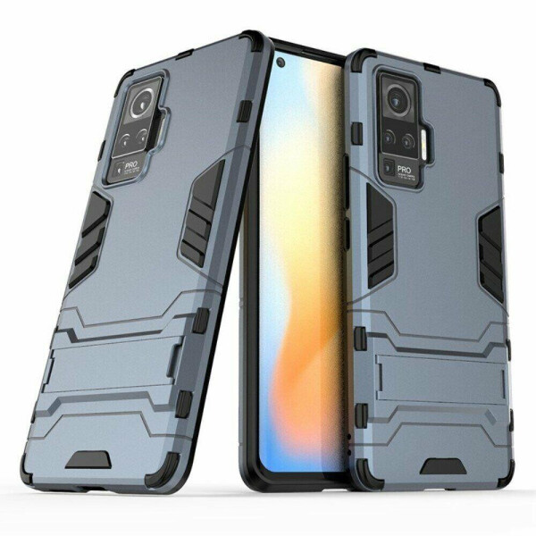 

Чехол Fiji Hybrid для Vivo X50 Pro бампер с подставкой темно-синий