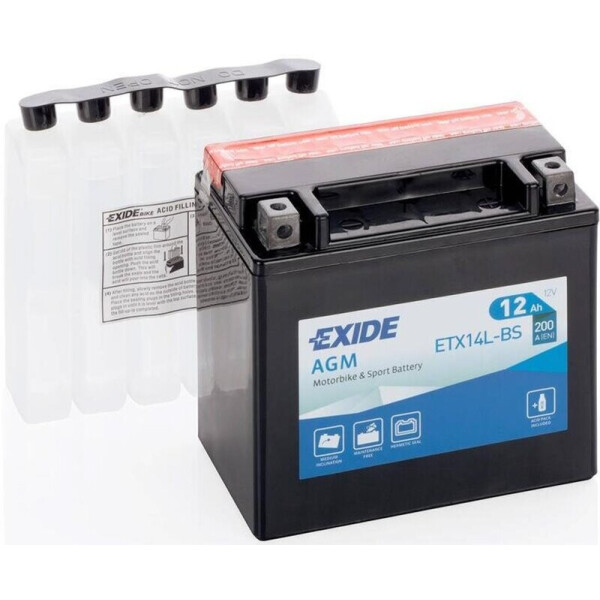 

Автомобильный аккумулятор Exide Bike AGM 12 Ah 12 V 200 A (+-, L)
