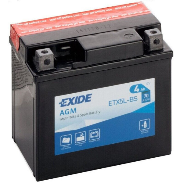 

Автомобильный аккумулятор Exide Bike AGM 4 Ah 12 V 70 A (-+, R)