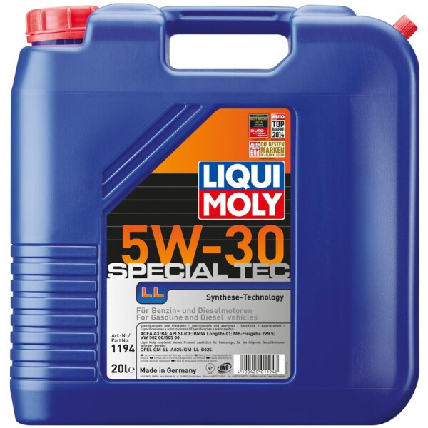 

Liqui Moly Special Tec LL 5W-30 Моторное масло, 20 л