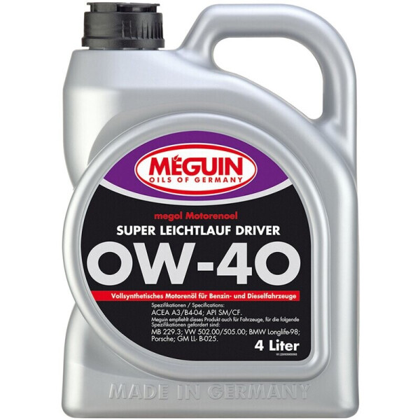 

Meguin Super Leichtlauf Driver 0W-40 синтетическое моторное масло, 4 л