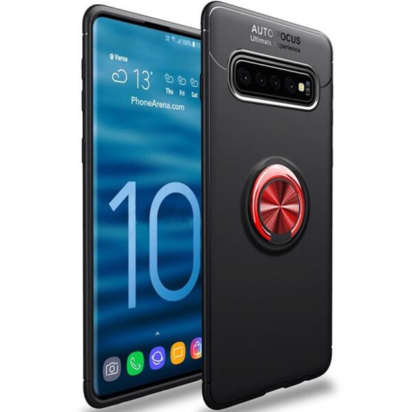 

TPU чехол Deen ColorRing под магнитный держатель (opp) для Samsung Galaxy S10+ Черный / Красный (135750)