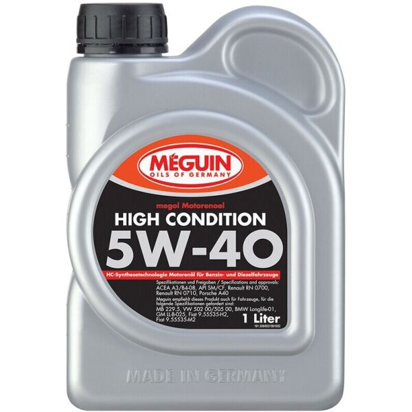 

Meguin High Condition 5W-40 синтетическое моторное масло, 1 л