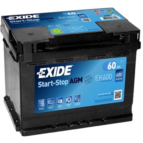 

Exide Start-Stop AGM 60 Ah 680 A аккумулятор (-+, R)
