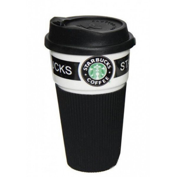 Акция на Термокружка керамическая UTM с крышкой Starbucks Black от Allo UA