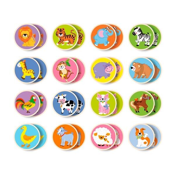 

Деревянная настольная игра Viga Toys Мемори-зверята, 32 карточки (51308)