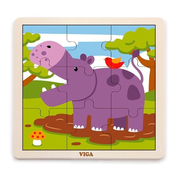 

Деревянный пазл Viga Toys Бегемотик, 9 эл. (51443)