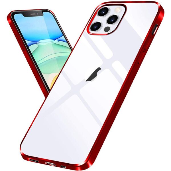 

Прозрачный силиконовый чехол с глянцевой окантовкой для Apple iPhone 12 Pro / 12 (6.1'') Красный (158592)