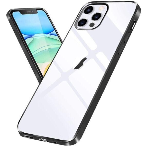 

Прозрачный силиконовый чехол с глянцевой окантовкой для Apple iPhone 12 (6.1'') Черный (158595)
