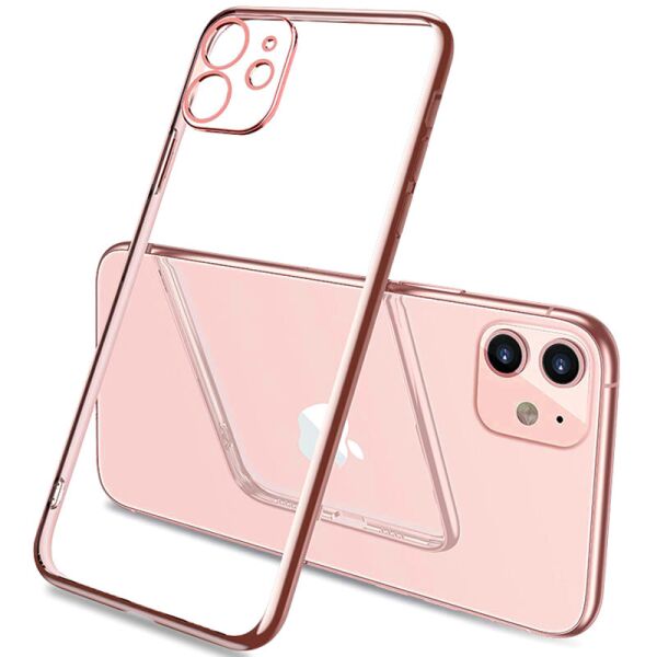 

Прозрачный силиконовый чехол с глянцевой окантовкой Full Camera для Apple iPhone 11 (6.1'') Rose Gold (158581)
