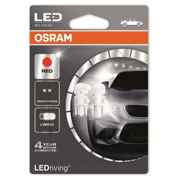 

Osram LED W5W 12V W2,1X9,5d Red Лампа светодиодная 2 шт.