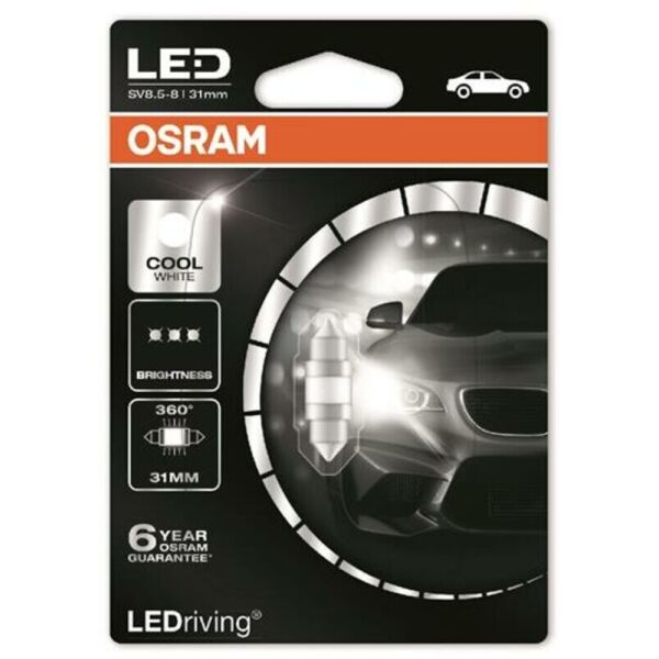 

Osram LED Premium C10W 31 мм SV8,5-8 1W Cool White Лампа светодиодная 1 шт.