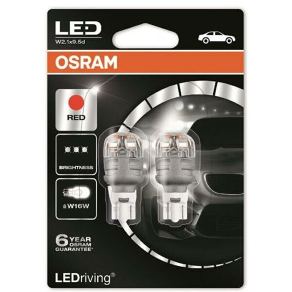 

Osram LED Premium W16W 3W W2.1x9.5d Red Лампа светодиодная 2 шт.