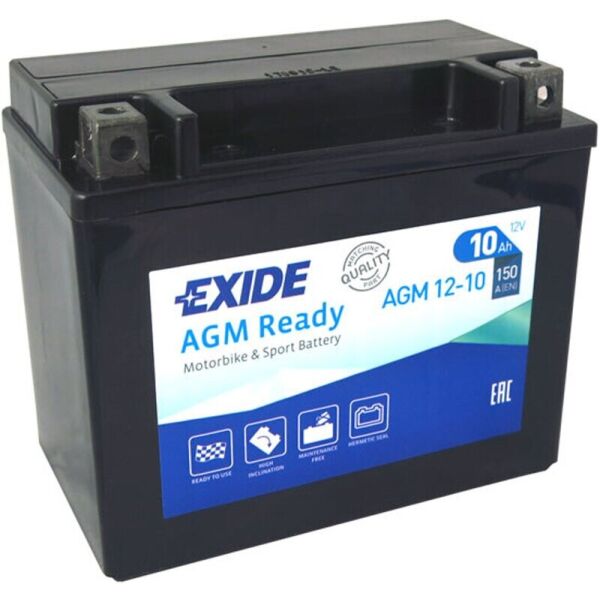 

Автомобильный аккумулятор Exide Bike AGM Ready 10 Ah 12 V 150 A (+-, L)