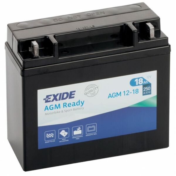 

Автомобильный аккумулятор Exide Bike AGM Ready 18 Ah 12 V 250 A (-+, R)