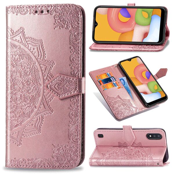 

Кожаный чехол (книжка) Art Case с визитницей для Samsung Galaxy A01 Розовый (is_00000035205_2)