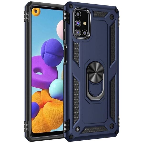 

Ударопрочный чехол Serge Ring магнитный держатель для Samsung Galaxy M51 Темно-синий (is_00000040136_3)