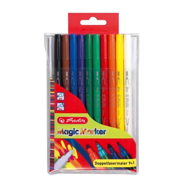 

Фломастеры Herlitz Magic 9 цветов + 1 волшебный двусторонние (8651408)