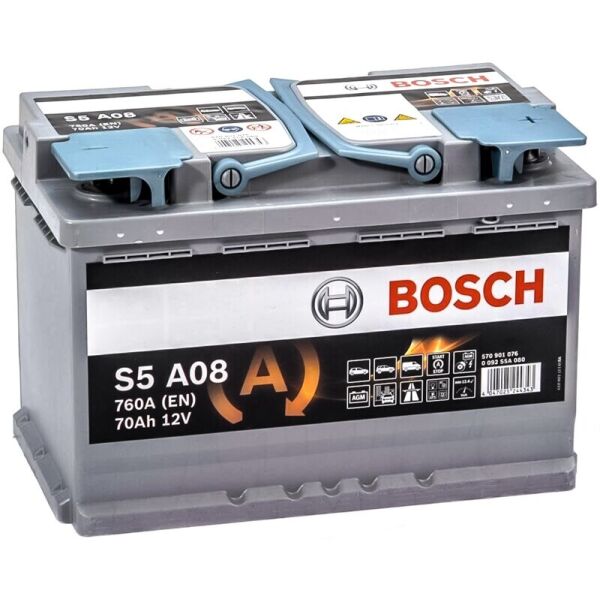 

Автомобильный аккумулятор Bosch S5 A08 AGM 70 Ah 760 A (0092S5A080)