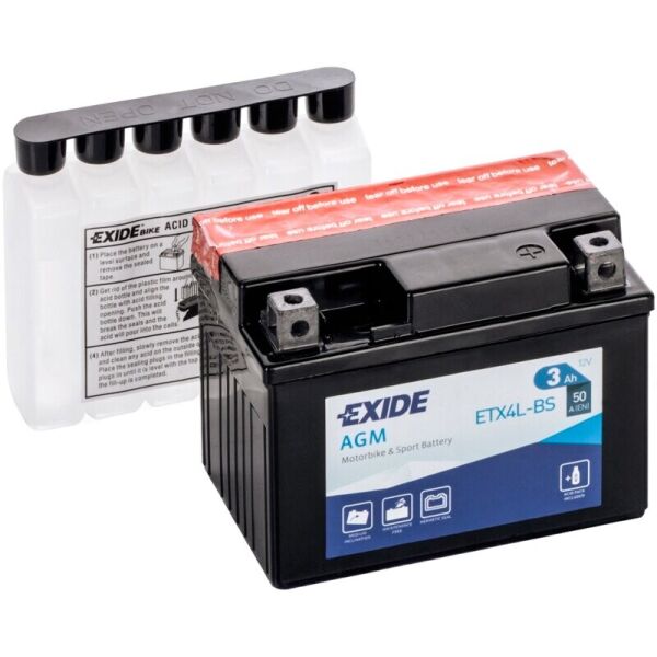 

Автомобильный аккумулятор Exide Bike AGM 3 Ah 12 V 50 A (ETX4L-BS)