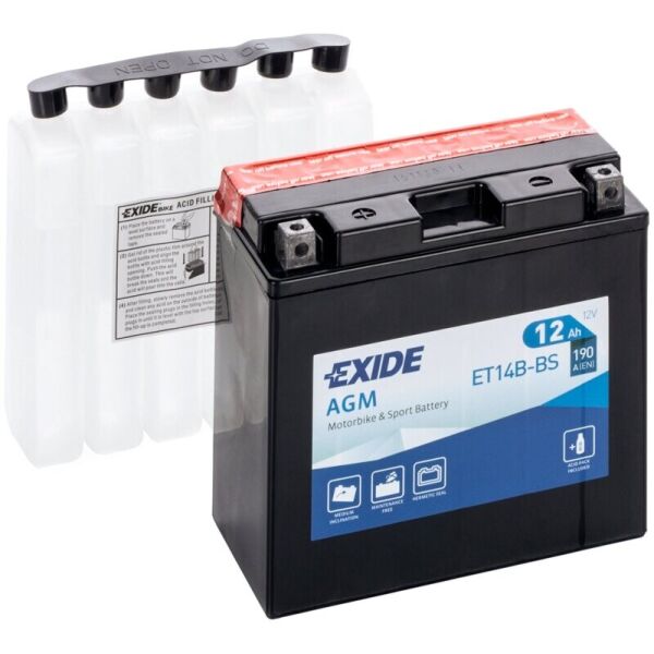 

Автомобильный аккумулятор Exide Bike AGM 12 Ah 12 V 190 A (ET14B-BS)