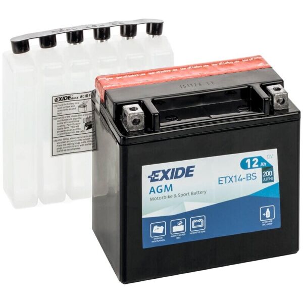 

Автомобильный аккумулятор Exide Bike AGM 12 Ah 12 V 200 A (ETX14-BS)