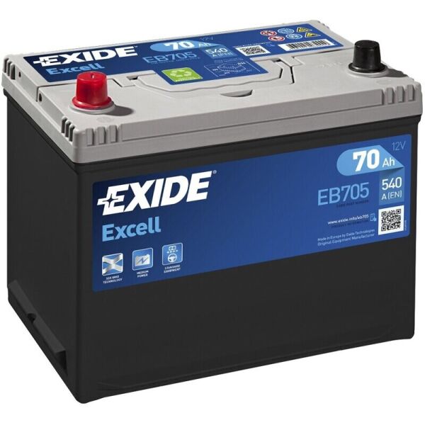 

Автомобильный аккумулятор Exide Excell 70 Ah 540 A аккумулятор (-+, L) Asia, (EB705)