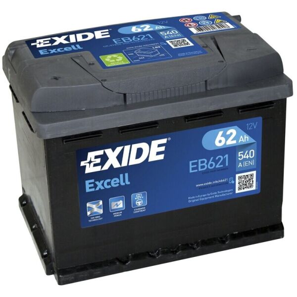 

Автомобильный аккумулятор Exide Excell 62 Ah 540 A (EB621)