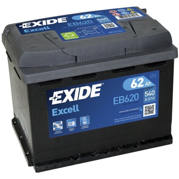 

Автомобильный аккумулятор Exide Excell 62 Ah 540 A (EB620)