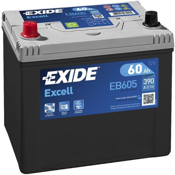 

Автомобильный аккумулятор Exide Excell 60 Ah 390 A аккумулятор (-+, L) Asia, (EB605)