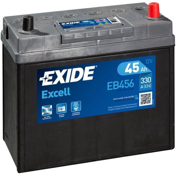 

Автомобильный аккумулятор Exide Excell 45 Ah 300 A Asia тонк. клеммы, (EB456)