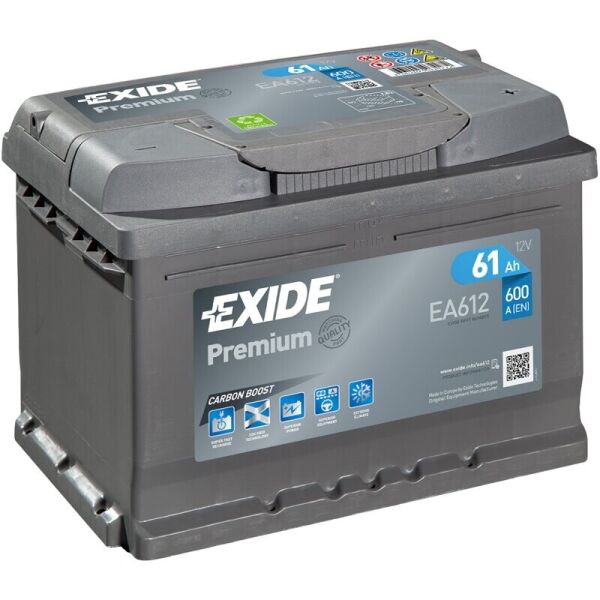 

Автомобильный аккумулятор Exide Premium 61 Ah 600 A (EA612)