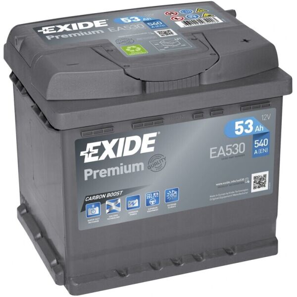 

Автомобильный аккумулятор Exide Premium 53 Ah 540 A (EA530)